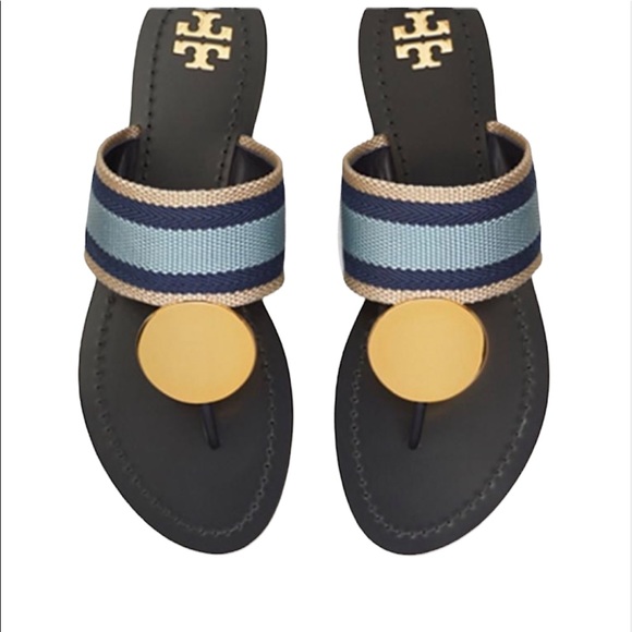 Tory Burch Patos Disk Webbing/Calf Leather Sandal NWT - Picture 3 of 11